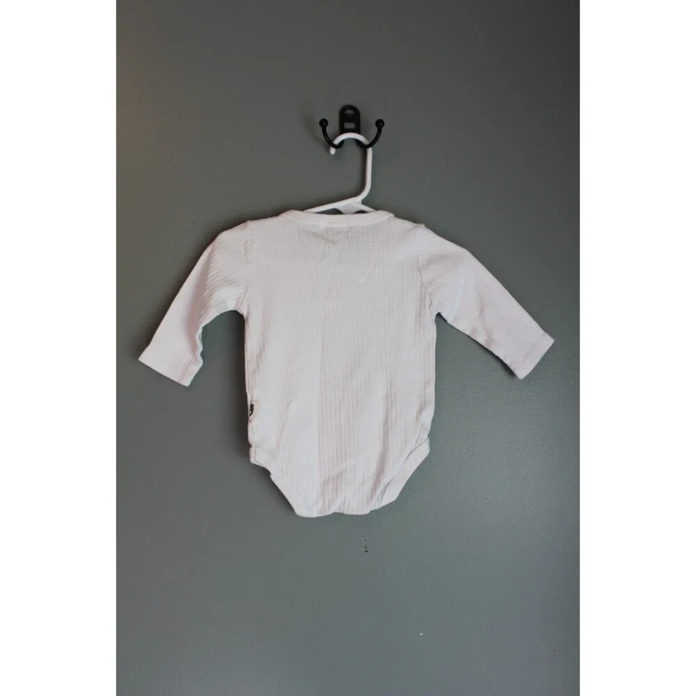 Rabbit & Bear One Piece Long Sleeve Bodysuit White Button Baby Size 6-9M